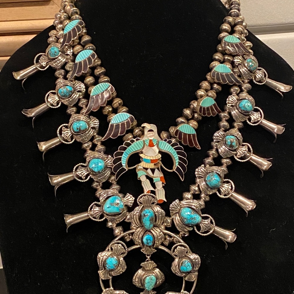 HOST PICK! 1970’s Museum Quality Navajo & Zuni Squash-blossoms Silver Necklaces